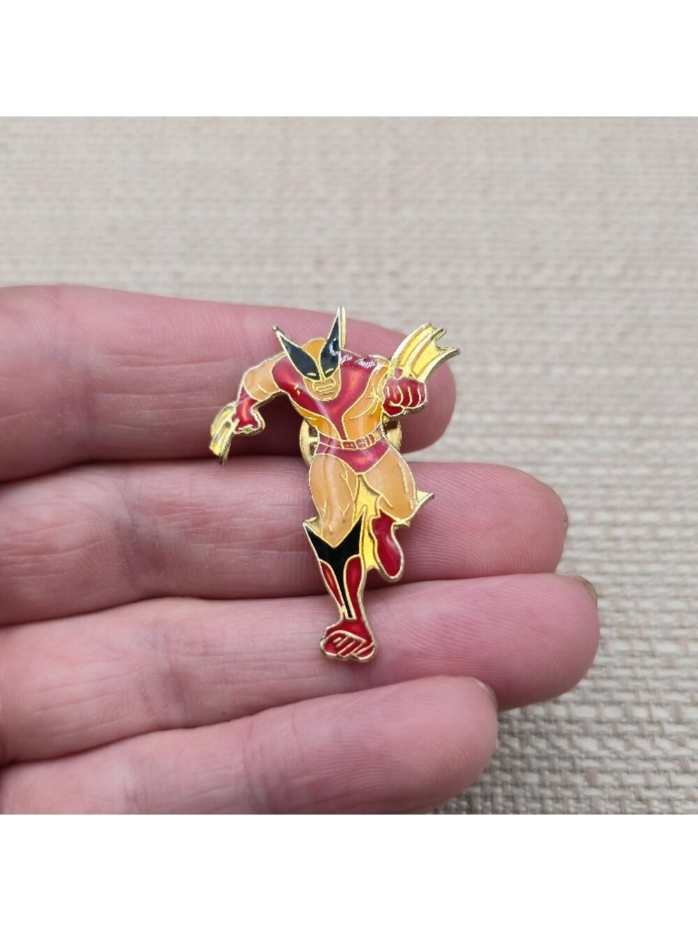 Vintage Marvel Wolverine Brown Suit Flying Tackle Running Action Pin A8671